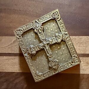 Gold-tone Cross Trinket Box